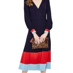 Boden Navy and Red Midi Dress